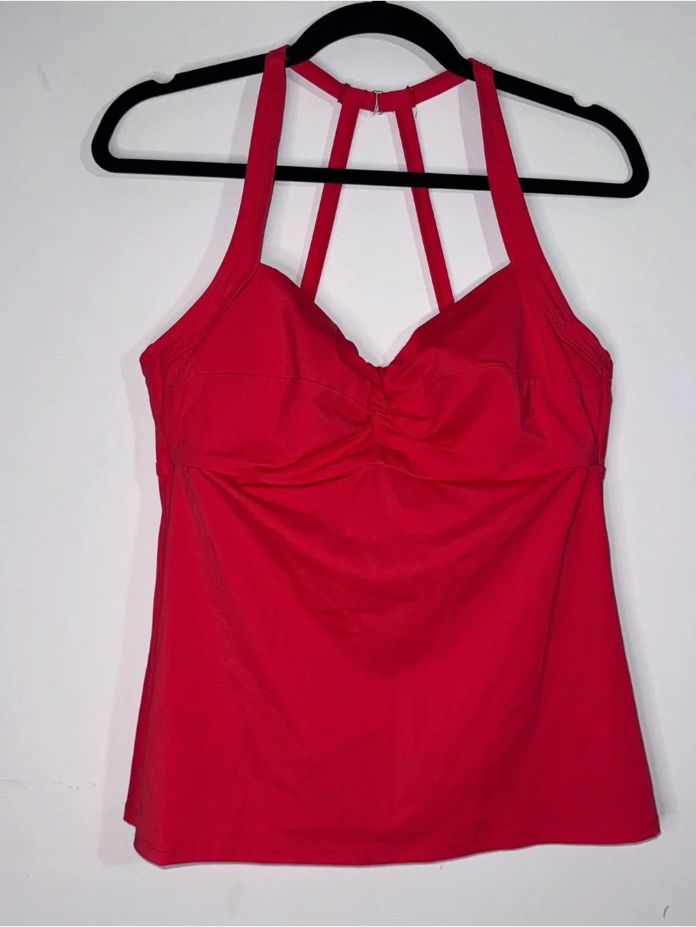 Title Nine 36C Red Halter Tankini Swim Top Underwire Built In Bra